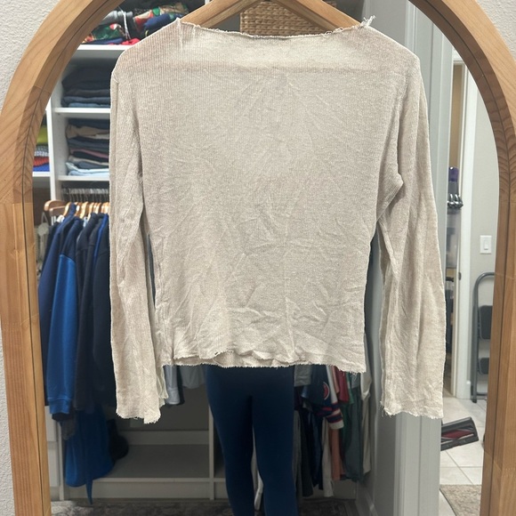 Zara Cream Raw Edge Henley Long Sleeves - Picture 6 of 7